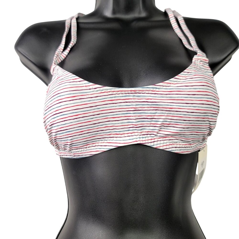 Eberjey Connor Multi-Color Striped Bikini Top Crisscross Back Small